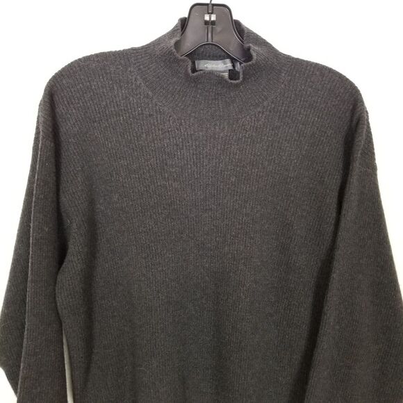 Eddie Bauer Women Merino Wool  Pullover Sweater Sz M Gray Turtleneck Warm Cozy - Picture 2 of 7